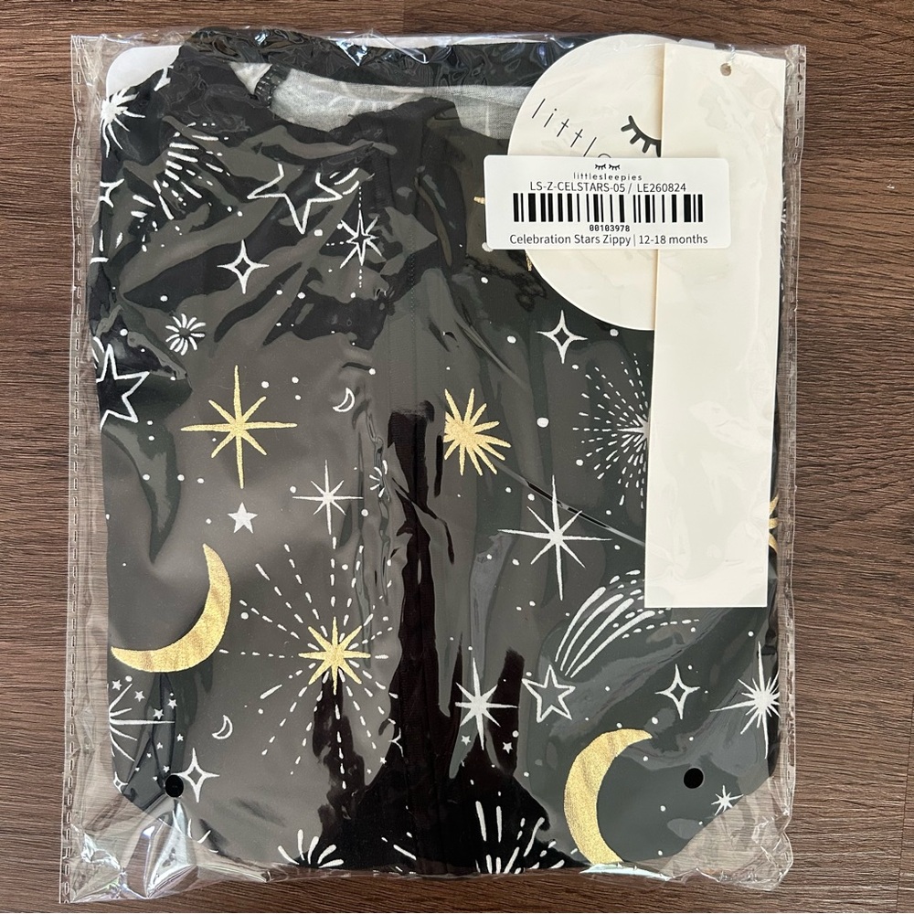Little Sleepies Black and Gold Starry Night zippy 12-18 months